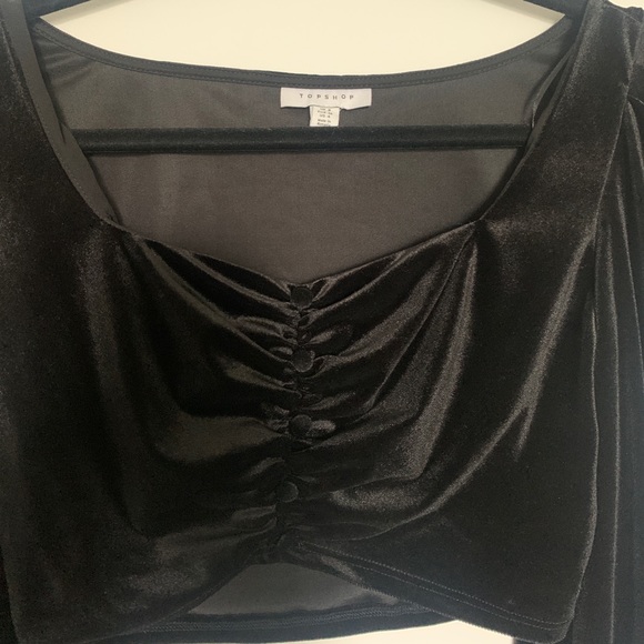 TOPSHOP black long sleeve crop top - Picture 2 of 3